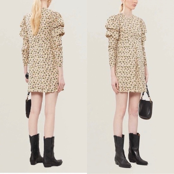 ZADIG & VOLTAIRE Runaway Floral Yellow Piping Short Summer Mini Dress M - Picture 1 of 10
